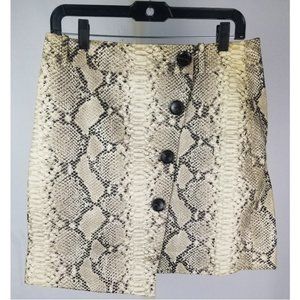 Banana Republic Snake Effect Genuine Italian Leather button Wrap Skirt - Size 6